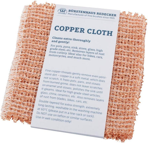 REDECKER 2-Ply Woven Copper Scrubbing Cloth - Durable and Non-Abrasive Scrubber, Machine Washable, Alternative to Chore Boy Copper Scrubber, Coppe...