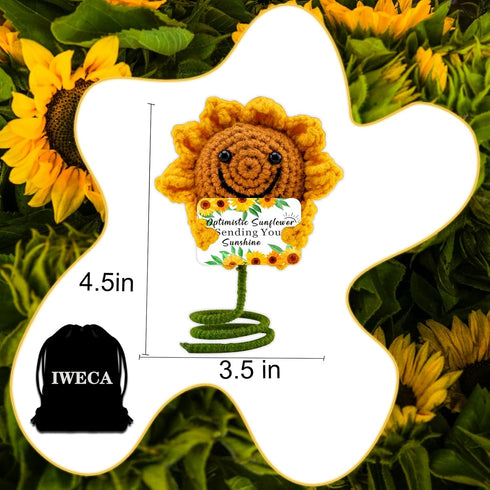 Friendship Gifts for Women Best Friend Keychain for Women Sunflower Crochet Doll Friends Gifts 3 inch Knitted Wool Doll with Positive Card...