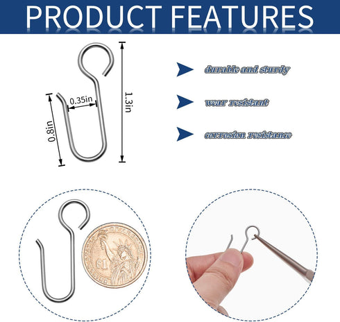 120 Pieces Curtain Track Hooks Metal Drapes Curtain Wire Hooks Stainless Steel Small S Hangers for Ceiling Track...