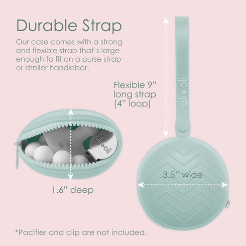 Ali+Oli BPA-Free Silicone Pacifier Holder Case (1-pk) Diaper Bag Accessory Newborn Travel Baby Pacifier Pouch (Army Green)...