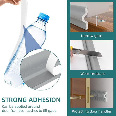 Window Weather Stripping Door Seal Strip for Bottom and Side of Door, Self-Adhesive Window Draft Stopper Foam Seal Strip,Soundproofing Window Insu...