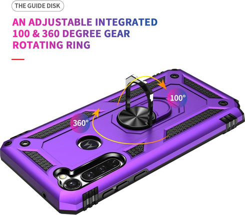 Androgate Moto G Stylus/Pro Case with Tempered Glass Screen Protectors, Ring Kickstand Car Mount, Shockproof Cover, Purple...