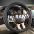 GIANT PANDA Car Steering Wheel Cover for RAM 1500 2500 3500, Compatible with Dodge RAM 15.5-16 inches - Black+Gray Line...