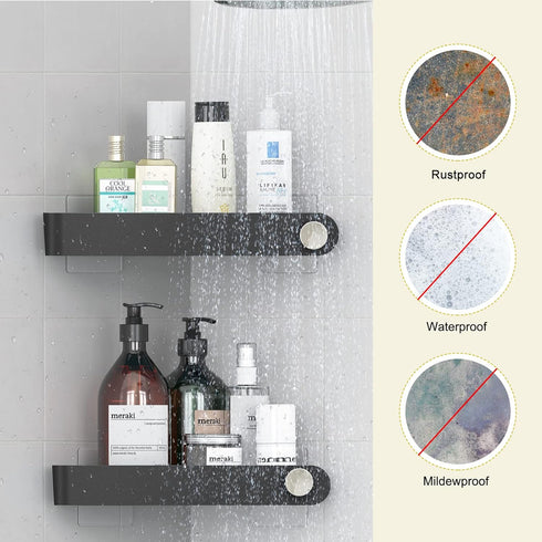 Sotfamily Shower Caddy Corner, 2 Pack Adhesive Corner Shower Shelves for inside Shower, Plastic Shower Organizer for Bathroom Storage, Black...