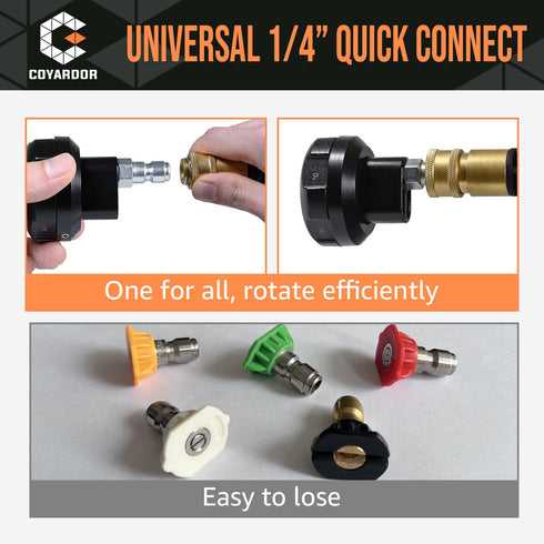 Pressure Washer Nozzle Tips, 6 in 1 Quick Change Over Spray Nozzle, Adjustable Power Washer Tips with 1/4" Quick Connect, 3000 PSI...