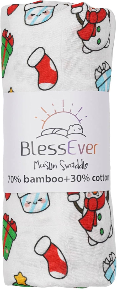 Muslin Swaddle Blanket for Unisex, Soft Breathable and Skin-Friendly Baby Swaddles for Boys & Girls, Newborn Receiving Blanket, Christmas Blankets...