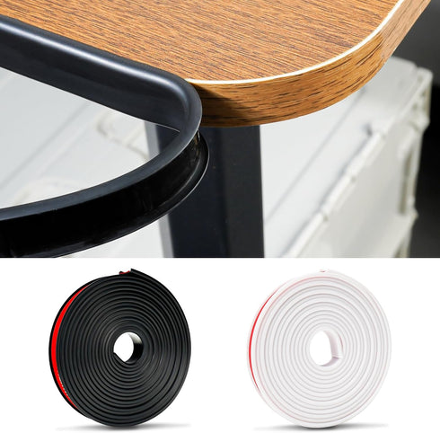 U-Shape Veneer Edge Banding, 16.4 Ft Self Adhesive Edge Trim, Flexible TPE Edge & Corner Protector for Shelves, Furniture, Countertop (1.0 in, Bla...