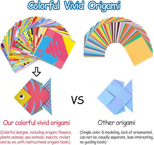 Origami Kit for Kids Ages 5-8 8-12, with Guiding Book, 98 Sheets Paper with 47 Patterns, DIY Art and Craft Projects, Beginners Children's Day Gift...