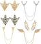 6 pcs Deer Head Double Link Chains Angel Wings Tassel Chain Brooch Retro Hollow Pattern and Angle Triangle Tassels Collar Pins Brooch Clip Shirt C...