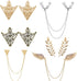 6 pcs Deer Head Double Link Chains Angel Wings Tassel Chain Brooch Retro Hollow Pattern and Angle Triangle Tassels Collar Pins Brooch Clip Shirt C...