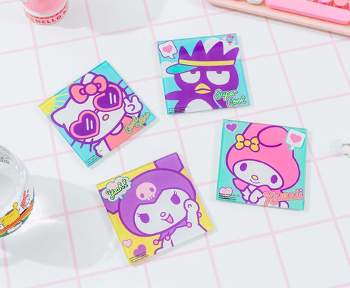 Sanrio Hello Kitty and Friends Glass Coasters for Drinks, Set of 4 | Home and Kitchen Tabletop Protection...