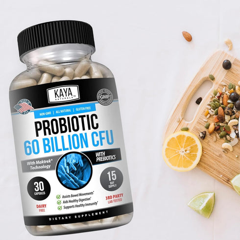 Kaya Naturals Probiotic 60 Billion CFU | Probiotics for Women, Probiotics for Men and Adults, Natural | Gut Health & Immune Support Supplement | P...