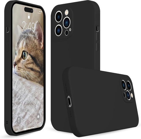 Silicone Case for iPhone 15 Pro Max Black, Soft Liquid Silicone Phone Case Compatible with iPhone 15 pro max Full Body Microfiber Lining Protectiv...