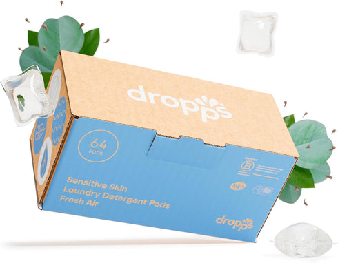 Dropps Sensitive Skin Laundry Detergent Pods: Fresh Air | 64 Count | HE Compatible + All Washers | Cold Wash + All Temperatures | Low Waste Packag...