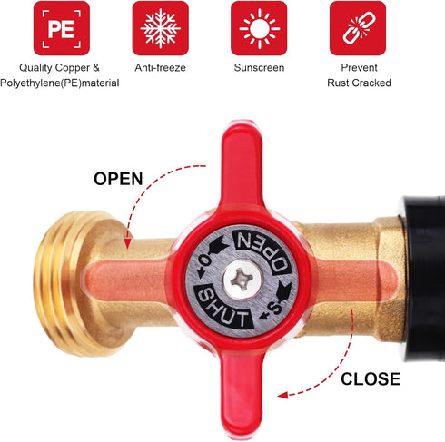 275-330 Gallon IBC Tote Tank Adapter 2.36" Fine Thread, 60mm IBC Tote Fittings with Ball Valve(Lead-Free),1/2" Male NPT Inlet ×3/4" Male GHT Threa...