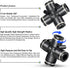 TAILONZ PNEUMATIC 4 Way 1/4 Inch OD Straight Push Fittings Plastic Quick Release Connectors Air Line Fittings PZA-1/4 (Pack of 5)...