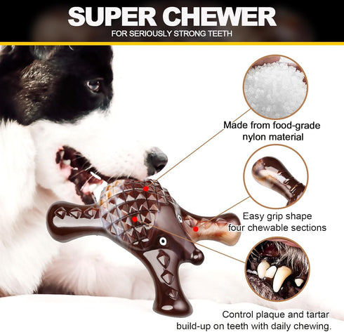 BYMQ Super Tough Dog Chew Toys - for Aggressive Chewers Large Breed,Dog Toys, Bone Toy Nylon Durable Dogs Extreme, Real Beef Flavor to Keep Busy...