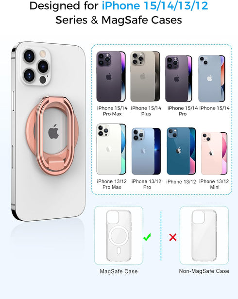 ?2024 Upgraded? Mag Safe Phone Ring Holder, SUPERONE Adjustable Magnetic Kickstand & Removable Phone Grip Compatible with Wireless Charging Only f...