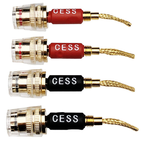 CESS-220 Pin Banana Plug to 4mm Female Banana Jack/Speaker Wire, 4 Pack (Braided-Type to 4mm)...
