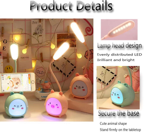 LED Desk Lamp?Mini Dog Night Light,Portable LED Table Light, Cute Foldable USB Rechargeable Reading Light Bedroom Children's Bedside Study (Pink)...