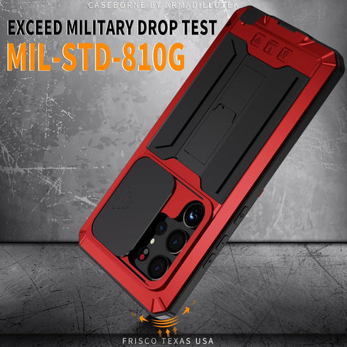 for Samsung Galaxy S23 Ultra 5G Case,Shockproof Hard Case Aluminum Metal Gorilla Glass Military Heavy Duty Sturdy Protector Cover for Samsung Gala...