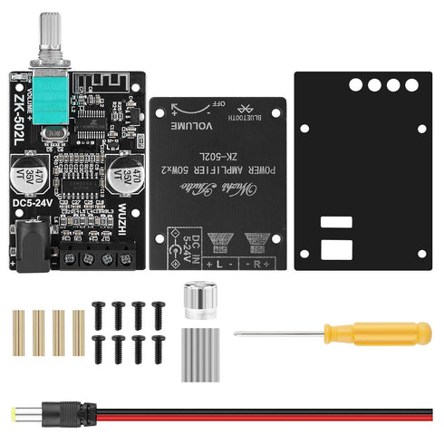 Mini Amplifier Board Bluetooth Amplifier 2.0 2X50W 5V-24V Audio Power Amplifier Module for Store Home Theater Speakers...