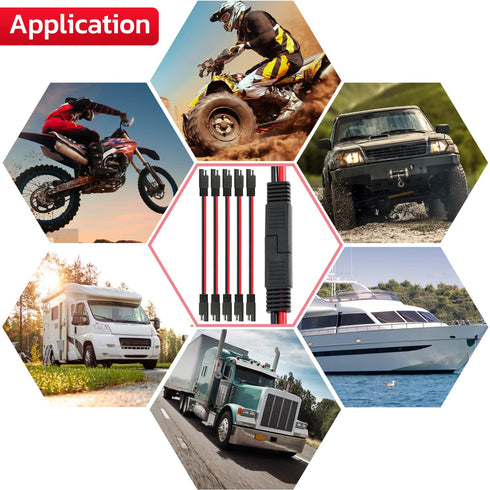 10 AWG SAE to SAE Extension Cable 10 Gauge 2-Pin SAE Connector Extension Cord with Dual Head Plug for Solar Panel Automotive Car Motorcycle 12in...