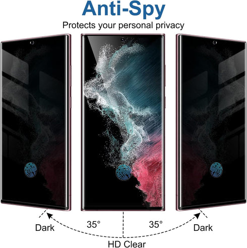 YWXTW [2 Pack Support Fingerprint Unlock Tempered Glass Screen Protector for Samsung Galaxy S22 Ultra,Anti-Spy 9H Tempered Glass Film, Anti-Scratc...