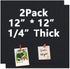 Cork Board 12"x 12" Self-Adhesive Black Cork Board, 1/4" Thick Cork Boards, 2 Pack Black Bulletin Board (3030BK-6mm-2p)...