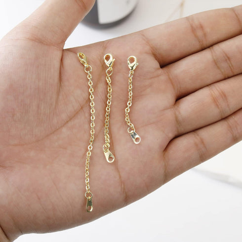 Gold Necklace Extenders Delicate 1",2",3" Inches Necklace Extension Chain Set for Necklaces Chokers Bracelets Anklets,2mm Width Chain Extender wit...