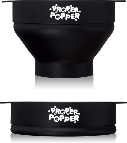 The Original Proper Popper Microwave Popcorn Popper, Silicone Popcorn Maker, Collapsible Bowl BPA Free & Dishwasher Safe - (Black)...
