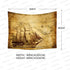 F-FUN SOUL Pirate Treasure Map Sailing Ship Drawing Tapestry, Large 80x60inches Soft Flannel, Old Ancient Pattern Wall Hanging Tapestries for Livi...