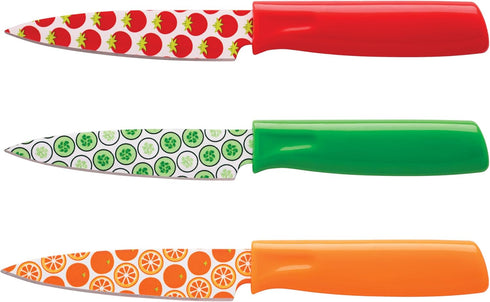 Hampton Forge – 3 Piece Printed Paring Knives with Blade Guards...