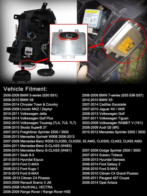 5DV00900000 Xenon HID Ballast Headlight Fits for BMW 525i X6 750i Ford Galaxy S-MAX Cadillac Escalade Volkswagen Touareg Golf 2006-2014 Part# 5DV ...