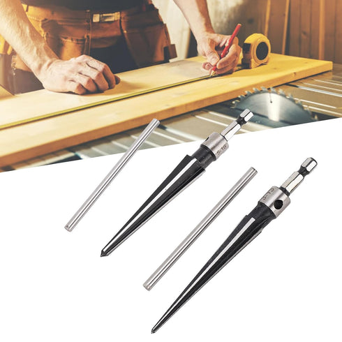 T Handle Tapered Reamer Set, 1/8"-1/2" 3/16"-5/8"Tapered 6 Fluted Chamfer Reaming Woodworker Tool for Steel Wood Alloy...