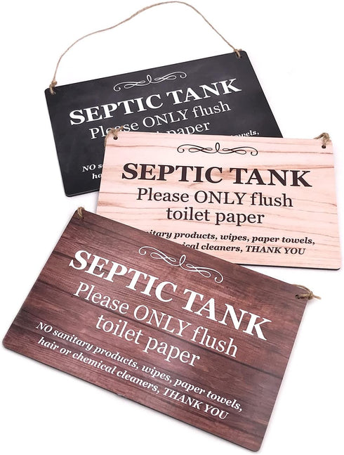 Septic Tank Hanging Sign ¦ Printed contemporary design onto rigid, robust backing ¦ Bathroom Signs for Septic Tank ¦ WC Signage ¦ Polite Toilet No...