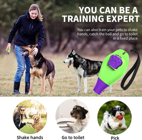 Dog Training Clicker with Whistle and Wrist Strap - Positive Behavior Reinforcer for Pets - All Ages, Puppy and Adult Dogs - Use to Reward and Tra...