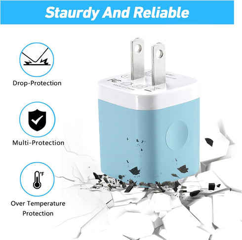 USB Wall Charger, 4-Pack 2.1A Dual Port USB Wall Plug Power Adapter Charging Block Charger Box Cube Compatible with Phone 13 12 11 Pro Max Mini XS...