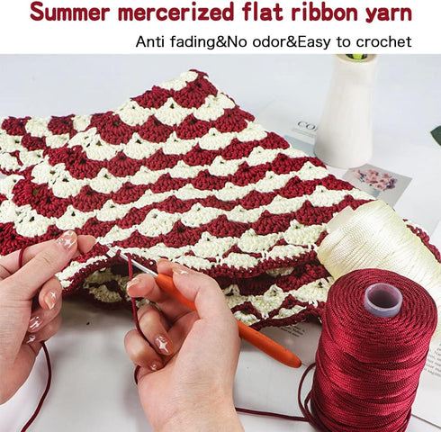 2 PCS 200g Summer Sun Hat Yarn for Crocheting, Ice Linen Silk Hand Knitting Light Body Yarn, Polyester Hollow Yarn for DIY Summer Cool Hat Shoes B...