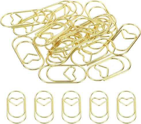 MECCANIXITY Paper Clip Heart-Shaped Cute Decorative Fun Clips Bookmarks 1.2 Inch Gold Tone for Organize Office Home, Pack of 20...
