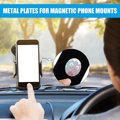 Weewooday 8 Pcs Phone Magnet Car Metal Mount Plate for Cell Holder Compatible with Magnetic Car Mounts Replacement Sticker(Mandala Style)...