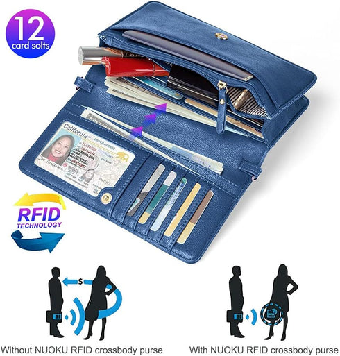 nuoku Women Small Crossbody Bag Cellphone Purse Wallet with RFID Card Slots 2 Straps...