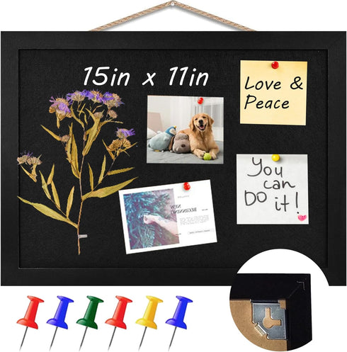 Black Cork Board Black Bulletin Board Pin Display Board for Wall Corkboard Black Pushpin Board Vision Board Picture Photo Felt Board for Memos, Ph...