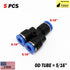 5 pc Y Union 10mm 5/16" Splitter Pneumatic Connector Push in Fitting Air Hose Tube...