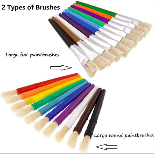 20 Pcs Paint Brushes for Kids, Big Washable Chubby Toddler Paint Brushes Kids Paint Brushes Easy to Clean & Grip Round Flat Preschool Paint Brushe...