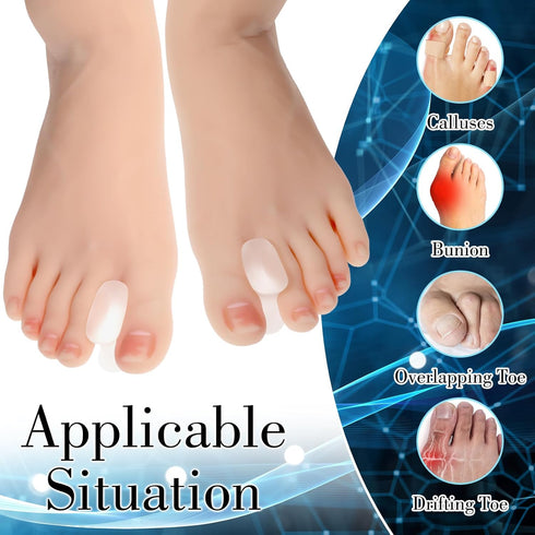 12Pcs Gel Toe Separators Soft Toe Spacers, Pain Relief Foot Toe Separator Corrector Toe Spacers for Men Women Overlapping Toes White (8L+4S) (Whit...