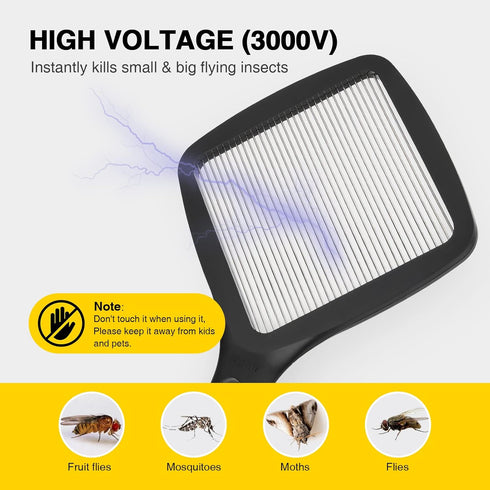 mafiti 2 in 1 Electric Fly Swatter Rechargeable with Flashlight Mosquito Zapper Bug Zapper Racket Fly Killer Indoor Outdoor Light Camping Accessor...