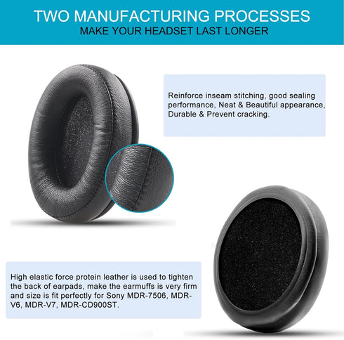 Replacement Ear Pads for Sony MDR 7506, GVOEARS Earpads Cushions Noise Isolation Headphone Pads for Sony MDR V6 / MDR V7 / MDR-CD900ST with Soft P...