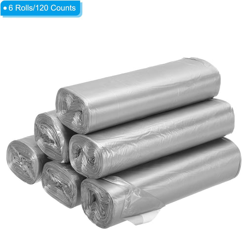 PATIKIL 4 Gallon Trash Bags, 6 Rolls / 120 Counts Thicken Rubbish Bags Portable Small Garbage Bags for Office Bedroom Kitchen, Grey...