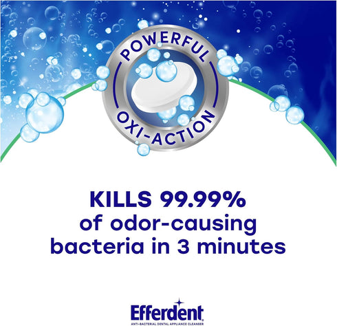 Efferdent Denture Cleaner Minty Fresh & Clean, Retainer Cleaning Tablets for Aligners, Dentures, and Dental Appliances, 90 Count...